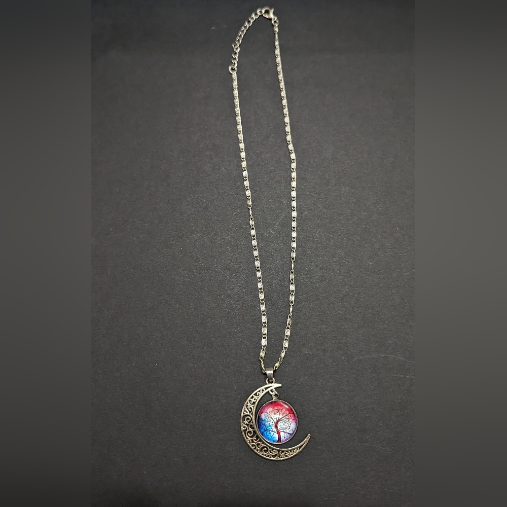 Moon tree life pendant necklace
